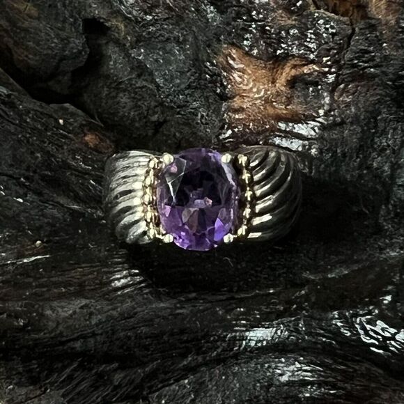 Vintage Clyde Duneier 1.87 ct Oval Amethyst Ring Size 6.5 CID 14K 925 - Picture 2 of 15